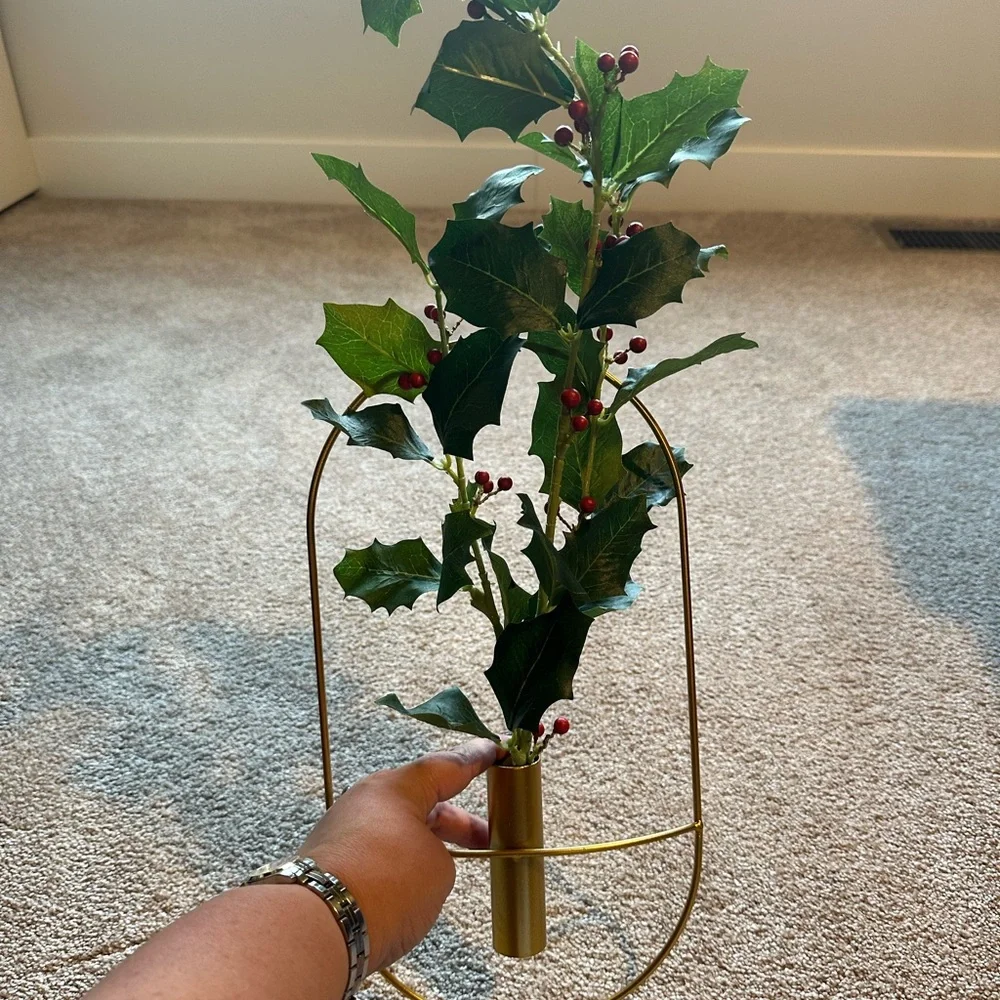 Gold Wall-Mounted Flower Tubes Flower Vase - 14.5(h) x 8(w)